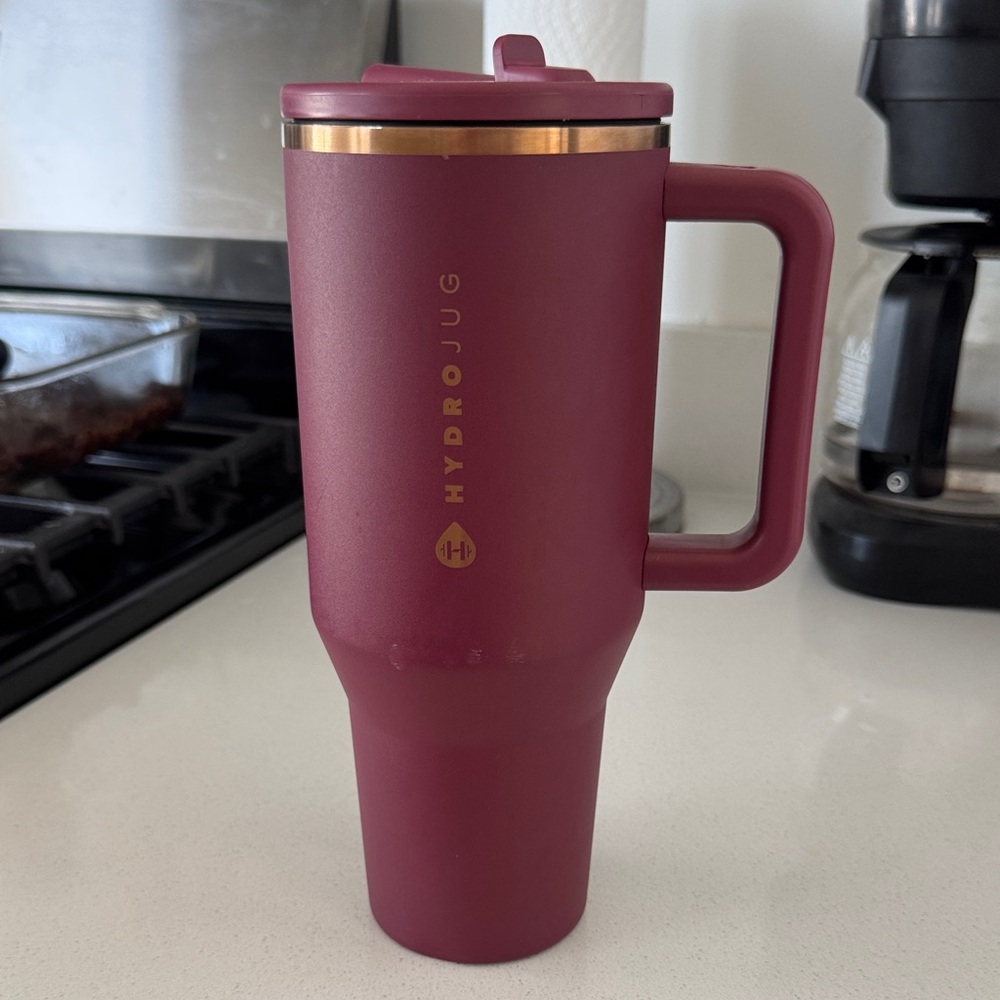 HydroJug Travel Tumbler in Burgundy with Gold Accent